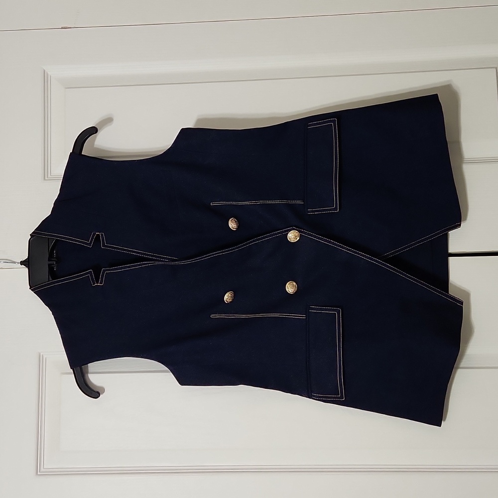 NWT Elie Tahari Long Cutaway Denim Vest. Size 8 - Picture 3 of 8